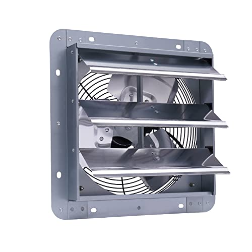 MIIWWOWO Wandventilator 300mm Abluftventilator Metall Ventilator Wandmontage Badlüfter Verschluss Wandlüfter Fenster Ventilator Leise für Lagern Duschräumen Fabriken Küchen Büros