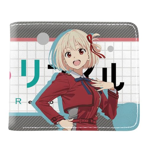 Lycor-is Reco-il Kartenetui Anime, Cartoon-Münztasche Kleine Geldbörse, PU Leather Geldbörse Brieftasche Wallet(Color:Multicolor 1)