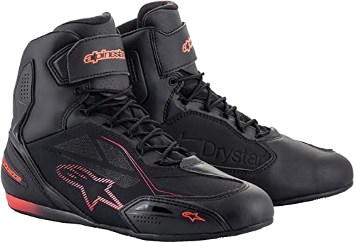 Motorradschuhe Alpinestars Faster 3 Drystar Wasserdicht, Black RED Flou, 45 EU