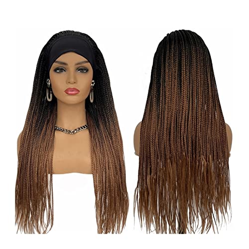 Perücken Geflochtene Stirnbandperücke for schwarze Frauen, 22-28" lange Box geflochtene Perücken Twist Crochet Hair Cornrow Braid Perücke synthetische Stirnbandperücke Damenperücke (Color : T1B30-1,