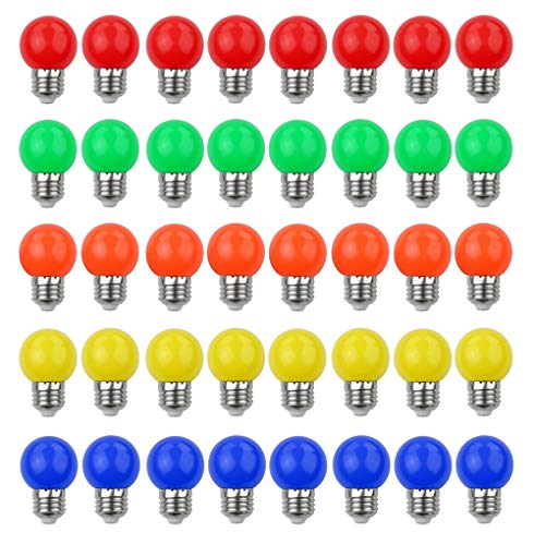 V-TOO LED Bunte E27 Farbige Glühbirnen 3W=30W Dekoratives Licht und Design 240 Lumens AC220V-240V Dekorationslampe Gemischte Farben Rot Gelb Blau Grün Orange - 40er Pack