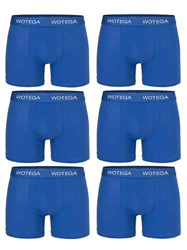 WOTEGA Joe - Unterhosen Männer Baumwolle 6er Pack - Basic Boxershorts Herren - Stretch Unterhose - Unterwäsche Set, Blau (Strong Blue 184051), M