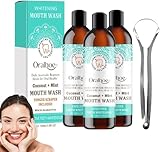 Oralhoe Coconut Mint Mouthwash, Oralhoe Coconut Mint Mouthwash, Mint Oil Pulling Mouthwash mit Zungenschaber, Oralhoe Mouthwash Natürliche Inhaltsstoffe für eine bessere Mundgesundheit (3 Stück)