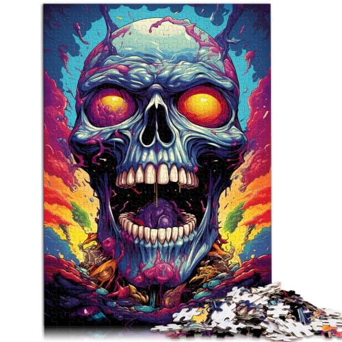 Puzzles für Erwachsene mit farbenfrohem wildem Totenkopf, 1000 Teile, Holzpuzzle, Spaß bei Aktivitäten zu Hause, Geburtstagsgeschenk, Reisegeschenk, 1000 Teile (50 x 75 cm)