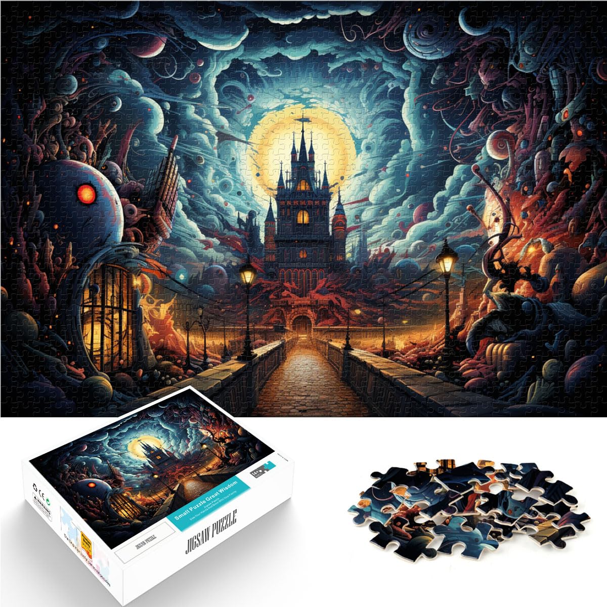 Puzzle für psychedelische Farbkunst, 1000 Teile, Holzpuzzle, Familienspiel, Stressabbau, schwieriges Herausforderungspuzzle, 1000 Teile (50 x 75 cm)