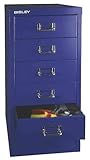 BISLEY MultiDrawer, 29er Serie, DIN A4, 6 Schubladen, Metall, 355 Silber, 38 x 27.9 x 59 cm