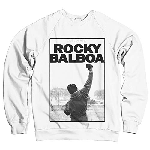 Rocky Offizielles Lizenzprodukt Balboa - It Ain't Over Sweatshirt (Weiß) Small