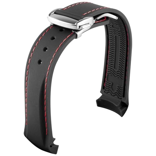 NEYENS Gummi-Uhrenarmband für Omega Seamaster Uhrenarmbänder mit Faltschnalle, 20 mm / 22 mm, gebogenes Ende, Silikon-Armbänder, 20 mm, Achat