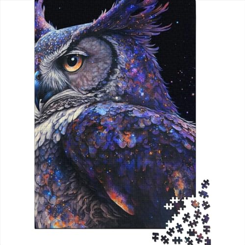 Art Owl Puzzle 1000 Teile für Erwachsene, Holzpuzzle für Erwachsene und Teenager, Puzzle für Erwachsene, Lernspiel, Herausforderungsspielzeug, 75 x 50 cm