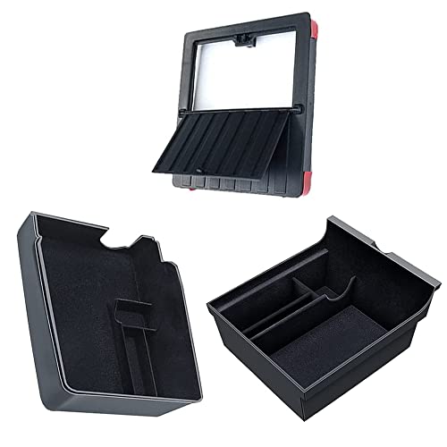 [3 pcs] für Tesla Model 3 Y 2021 2022 Zubehör Mittelkonsolen Organizer Fach beflockte Aufbewahrungsbox, Armlehne versteckte Cubby-Schublade für Bargeld, Glas, Münzen, Telefon, Schlüssel