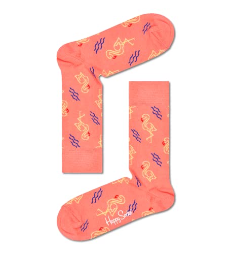 Happy Socks Unisex Flamingo Bedruckte Socken, gelb, 36-40