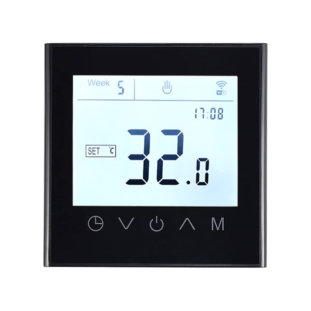 MincoHome Programmierbarer WiFi Thermostat Touch Screen Tuya Smart Temperaturregler für Elektro/Wasser/Gas Boiler Warme Fußbodenheizung Controller (Schwarz elektrische Heizung)