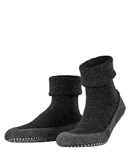 FALKE Herren Cosyshoe Wärmender Stopppersocken mit Silikondruck und innenliegendem Plüsch, Grau (anthra.mel), 39-40