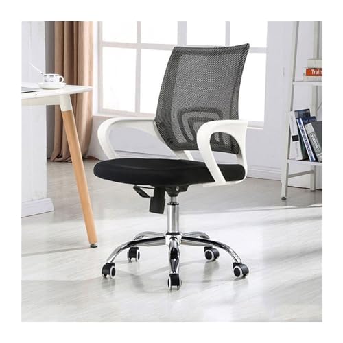 Zhaoj24-05 Bürostuhl Ergonomischer Computerstuhl Konferenz Bürostuhl Rückenlehne Einfacher Heimstudienstuhl Bequemer drehbarer mobiler Stuhl Schreibtischstuhl(White+Black)