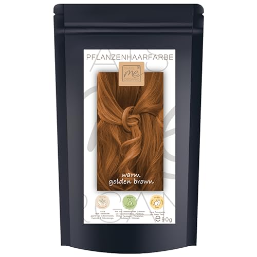 Pflanzenhaarfarbe in versch. Farben "warm golden brown" SET inkl. Handschuhe, Abdeckhaube & Shampoo ohne Chemie Haarfarbe vom Naturfrisör | 130g by Thats me Organic® (warm golden brown)