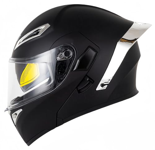 Modularer Motorradhelm, ECE-Geprüft, Hochklappbarer Motorradhelm Für Erwachsene Mit Doppelvisier Für Männer Und Frauen, Rollerhelm, Integralhelm, Doppeltes Antibeschlagvisier B,L59-60CM