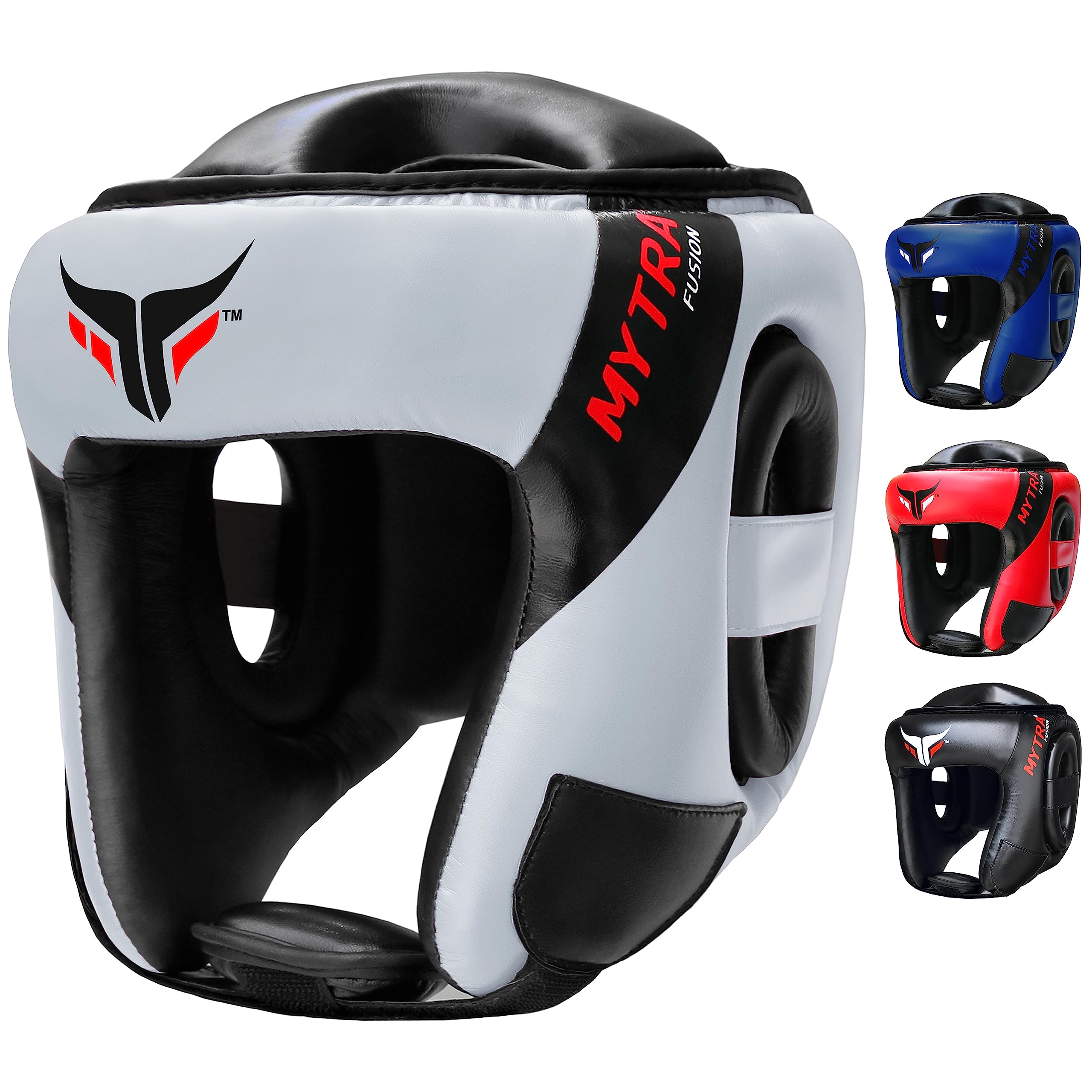 Mytra Fusion AD Head Guard Boxing Headgear MMA Headguard Martialarts Headgear for Protection & Traing (White Black, S/M)