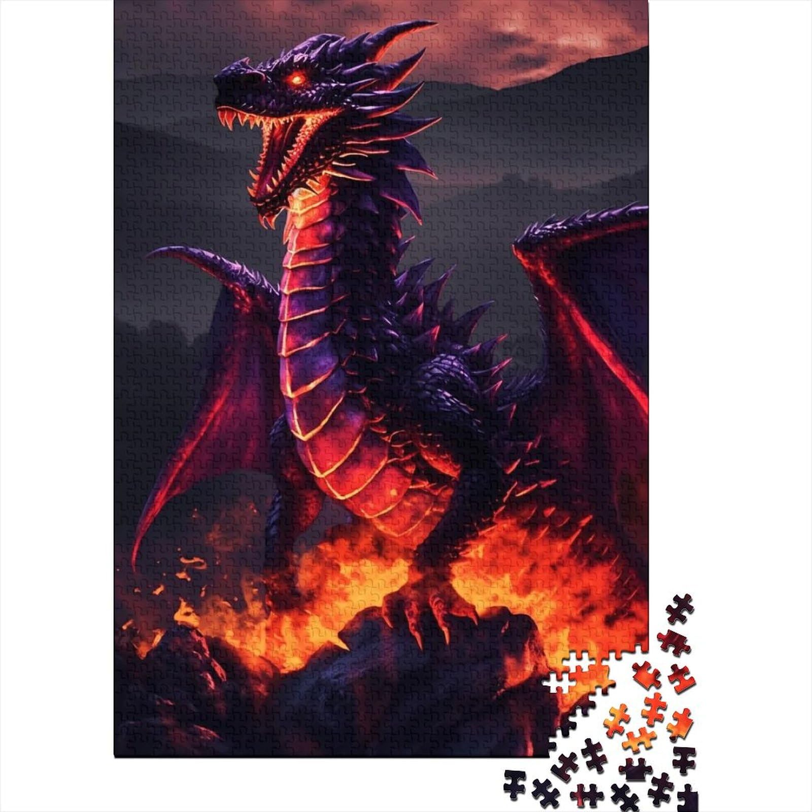 500 große Teile Puzzle für Erwachsene Feuerdrachenlord Holzpuzzle Puzzles für Erwachsene Teenager Dekomprimierendes geistiges Lernspielzeug (Size : 52x38cm)