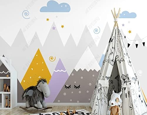 XLMING Cartoon Geometrisch Bunt Peaks Kinderzimmer Küche Esszimmer Arbeitszimmer Wohnzimmer TV Hintergrund Wand 3D Tapete-430cm×300cm