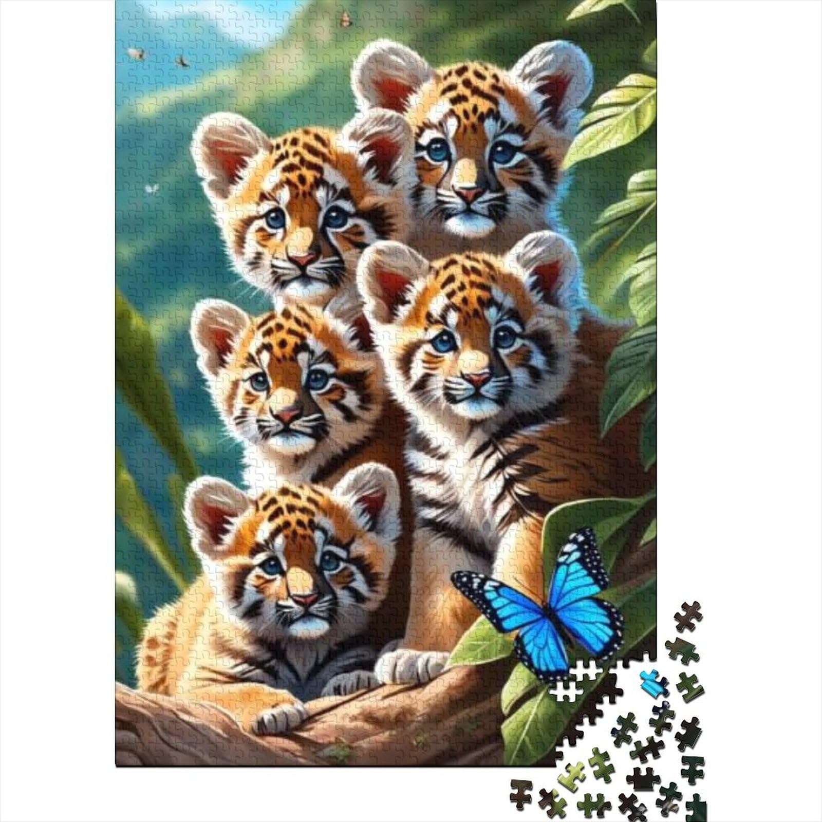 1000-teiliges Puzzle für Erwachsene, Tiger-Puzzles für Erwachsene, Holzpuzzles, Heimkunstdekor (Größe 75 x 50 cm)