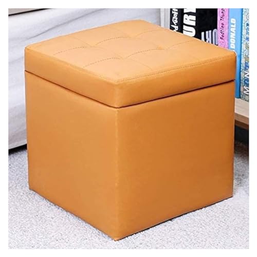 RAABYU Cube Kunstleder Lagerung Fuß Hocker Pouf Sitzbank, mit Scharnier Top Organizer Box Pouf Brust Einzel