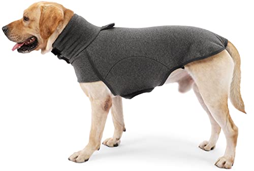 Hochgeschlossener Fleece Hundemantel Bauchbinden für Kleine Mittelgroße Hunde Kleidung Pullover für Französische Bulldogge Corgi Windhunde Labrador Golden Retriever ( Farbe : Grau , Größe : XXX-Larg )