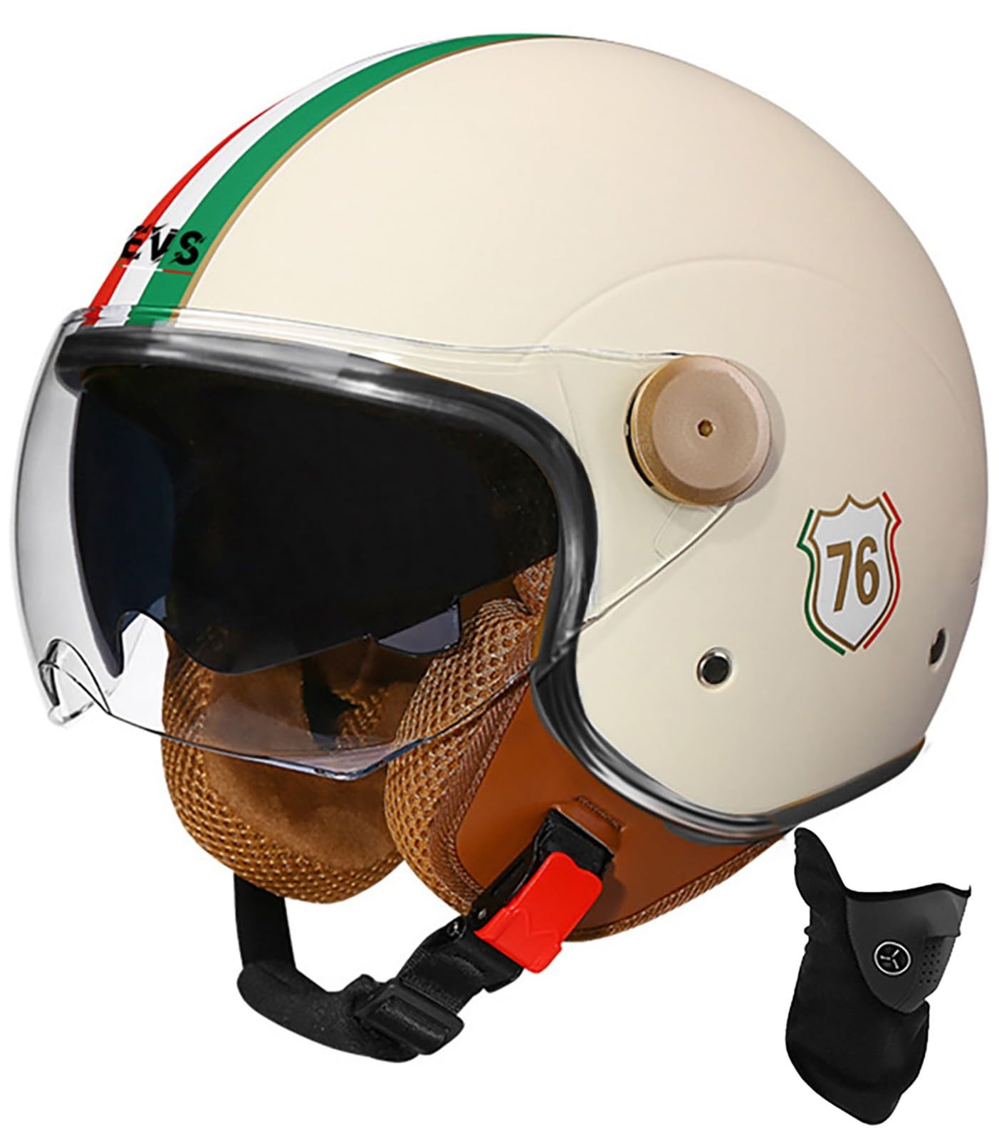 Offener Helm, Motorrad-Halbhelm, DOT/ECE-Zugelassener Motorrad-Sturzhelm Mit Sonnenblende, Retro-Vintage-Stil, Motorrad-Vespa-Jet-Helm Für Kinder, Jugendliche, Männer Und Frauen 9,L 58-59cmn