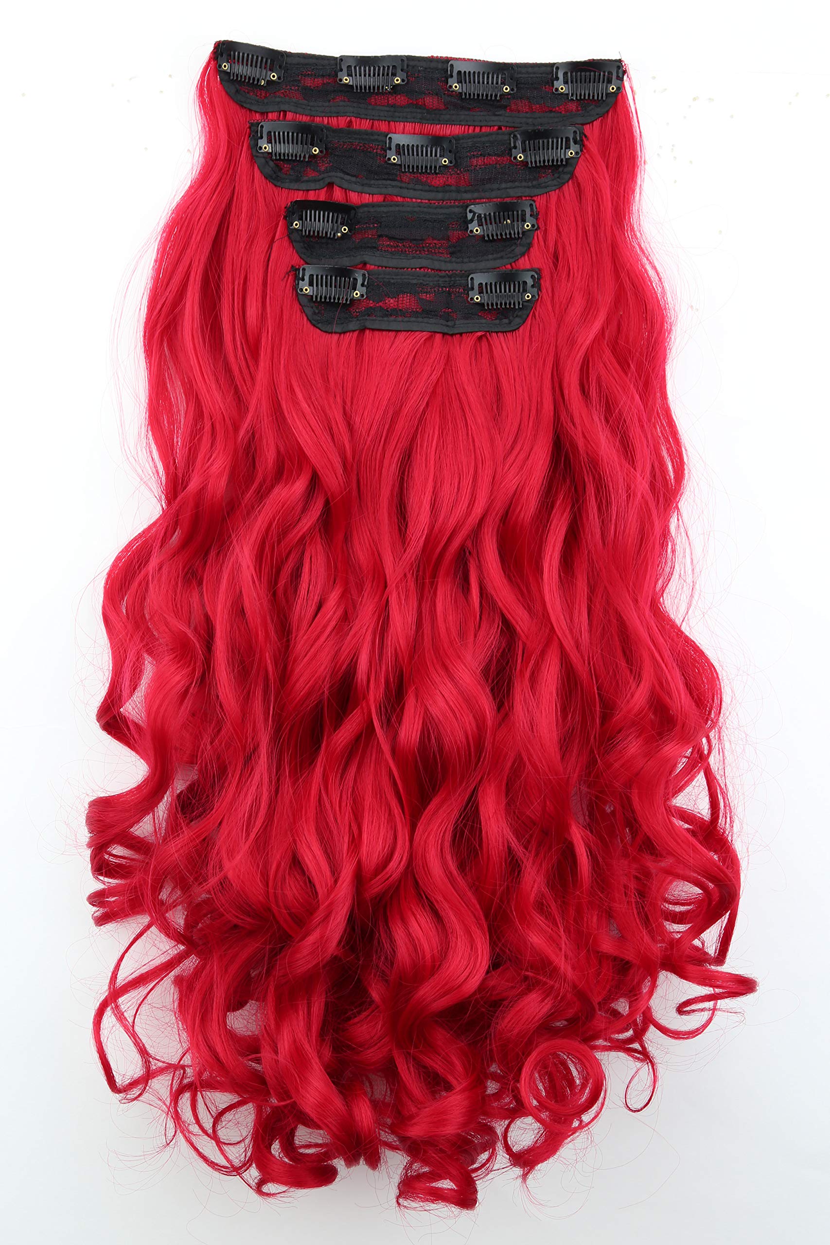 CAISHA XXL 45cm 4 Teile Set CLIP IN EXTENSIONS Haarverlängerung Haarteil Voluminös Gewellt Rot CES308-1