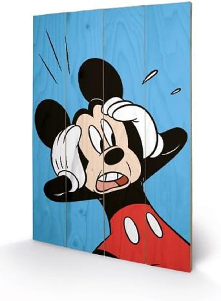 Pyramid International SW11135P Mickey Mouse Shocked Wandarbeit aus Holz, Bild auf Fichtenholz gedruckt