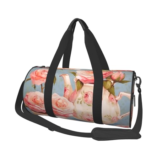 Robuste Reisetasche mit gelben Blumen und Schmetterlingen, geräumige und stilvolle Tasche für alle Ihre Reisebedürfnisse, Teebecher mit Rosen Romantisch Shabby, Einheitsgröße