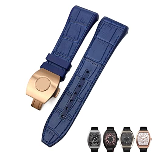 NEYENS Uhrenarmband für Franck Muller, 28 mm, Rindsleder, Silikon, Nylon-Gummi, Faltschnalle, Uhrenarmbänder für Herren, 28mm, Achat