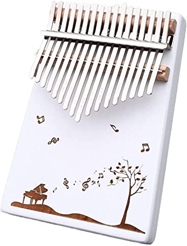 Kalimba Thumb Qin, Daumenklavier, Kalimba-Daumenklavier mit 17 Tasten, Marimba-Fingerklavierinstrument, mit Stimmhammer, Lernanleitung, Klavier, bestes Geburtstagsgeschenk, (White Dream Serie) Weiß A