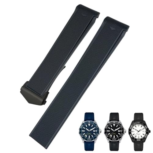 IOTUP 20 mm / 22 mm Gummi-Silikon-Uhrenarmband, passend für Tag Heuer F1 Carrera Aquaracer 300 WAY201A WAY211C Uhrenarmbänder Zubehör, 21.5mm, Achat