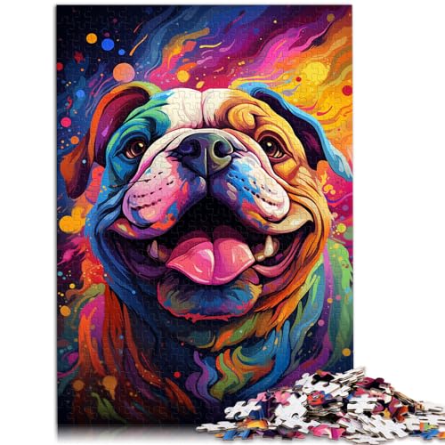 Puzzles für farbenfrohe Psychedelika von Psychedelic Bulldog. Puzzles für Erwachsene mit 1000 Teilen aus Holz, Heimdekoration, 1000 Teile (50 x 75 cm)