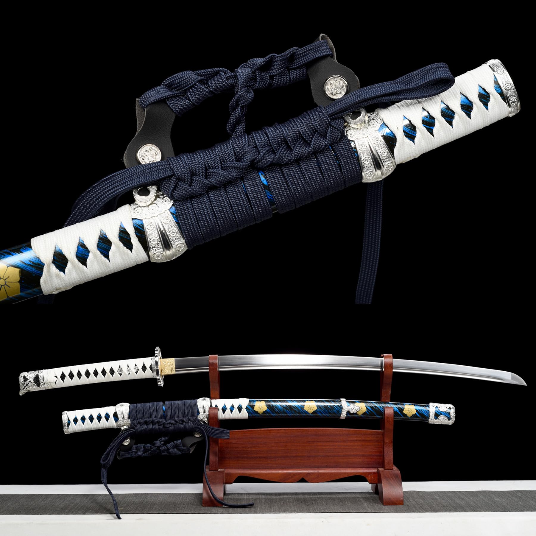 LQSLFsword 104cm Katana，Tachi，Samuraischwert，Sharp，Katana Schwert scharf， Handgeschmiedeter Federstahl