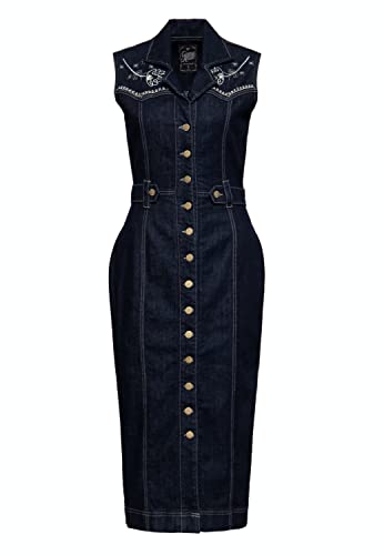 Queen Kerosin Damen Pencil Dress | Bleistiftkleid | Denim Kleid | Westernkleid | Western Chic | Jeanskleid