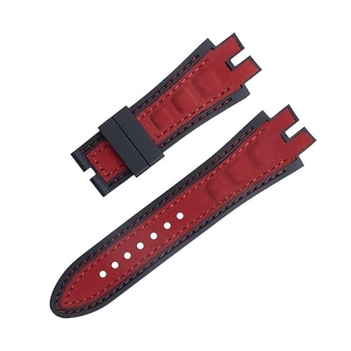 IOTUP Uhrenarmband aus Nubukleder, 28 mm, schwarz, blau, rot, gelb, Silikon, Zubehör, passend für Roger Dubuis Armband für Excalibur-Serie, 28mm, Achat