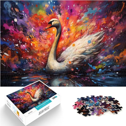 Puzzles, Geschenke, Spielzeuge, Fantasie, bunter Schwan, 1000 Teile, Holzpuzzle, jedes Teil ist einzigartig – anspruchsvolles, unterhaltsames Familienspiel, 1000 Teile (50 x 75 cm)