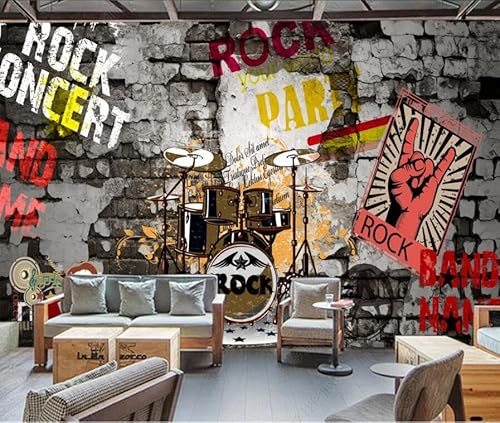 tyujlkjddlf Tapete Wandbild 3D Benutzerdefinierte Backsteinmauer Rock Disco Bar Ktv Arbeitskleidung Hintergrundwand-400Cmx280Cm