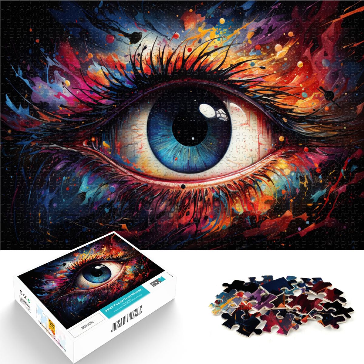 Puzzle zum Stellen Sie Sich vor, Bunte Augen. Puzzle 1000 Teile. Holzpuzzle. Familienspiel zum Stressabbau. Schwieriges Herausforderungspuzzle 1000 Teile (50 x 75 cm)