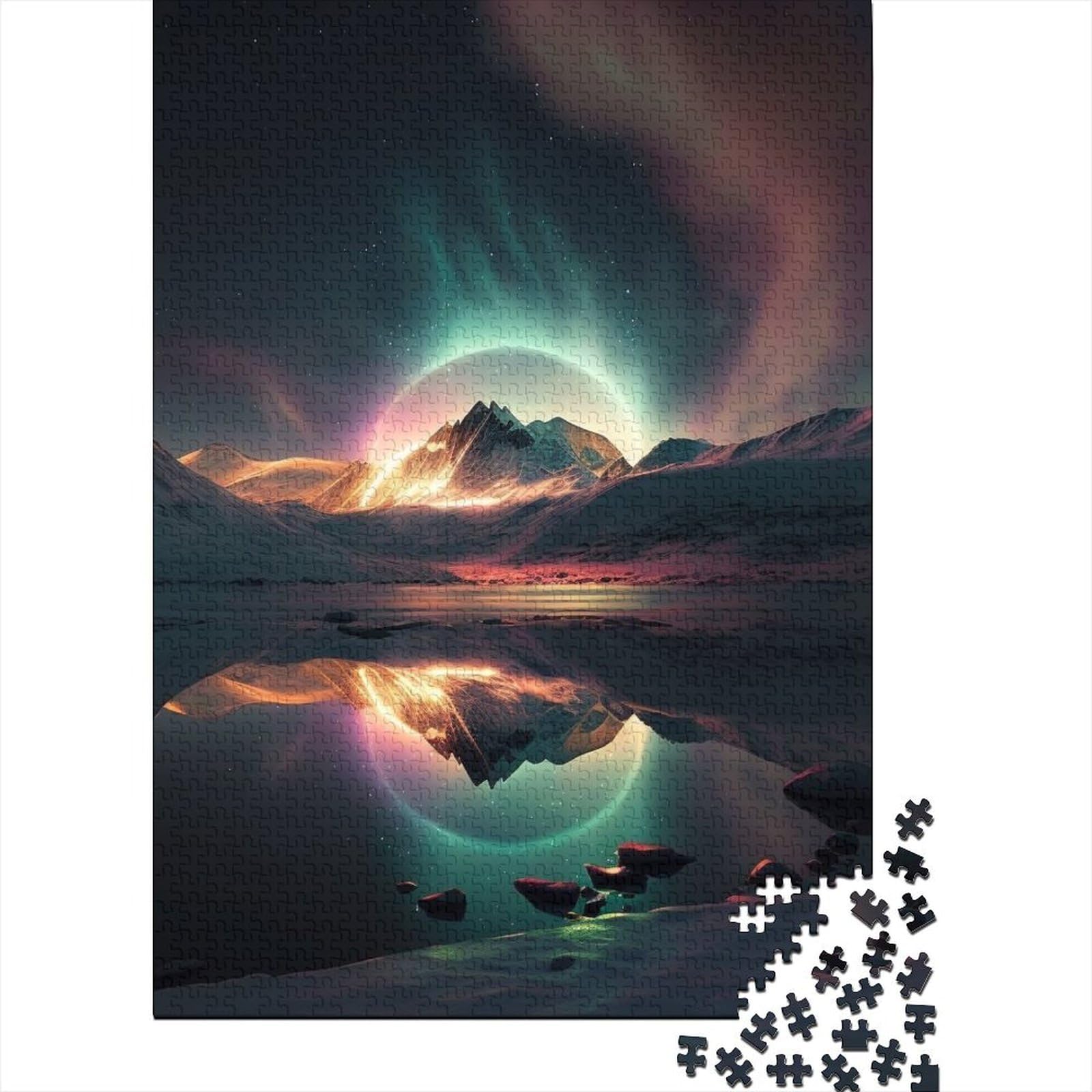 Aurora Borealis Mountains Puzzle für Erwachsene und Jugendliche, 1000 Teile, Holzpuzzle für Erwachsene, Puzzlespielzeug, nachhaltiges Puzzle für Erwachsene (Größe: 75 x 50 cm)