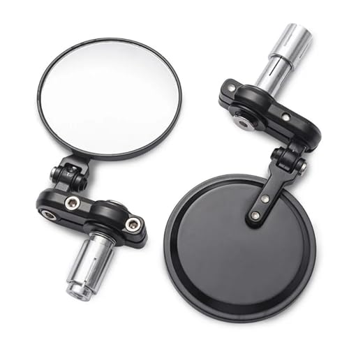 Motorrad Rückseitenspiege 2 Teile/Satz 22mm Universal Motorrad Spiegel Aluminium Schwarz Griff Bar End Rearview Außenspiegel Motor Zubehör Motorrad Seitenspiegel