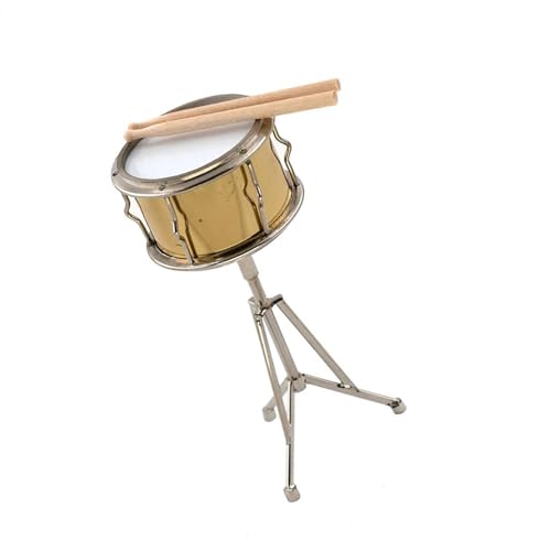 Ornamente für Musikinstrumente 9 Cm Miniatur-Snare-Drum-Modell, Mini-Musikinstrument, Ornamente Können Nicht Gespielt Werden (Size : Golden color)