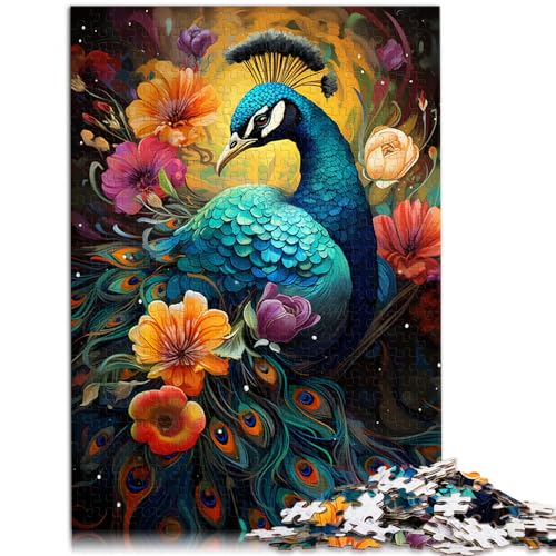 Puzzle zum Verschenken, bunter Pfau malen, 1000 Teile Puzzle für Erwachsene aus Holz, Geburtstagsgeschenk, Geschenke für 1000 Teile (50 x 75 cm)