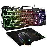 SPIRIT OF GAMER - Pro-MK5 3-in-1-Gaming-Paket – Gaming-Tastatur RGB Anti-Ghosting – Gaming-Maus 7 Tasten RGB 3200 DPI – rutschfeste Matte – kompatibel mit PC/Playstation/Xbox