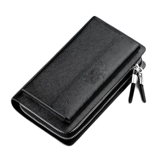 YIHANSS Lange Geldbörse Herren-Organizer-Geldbörse für Herren, lässig, Doppelreißverschluss, Herren-Clutch (Farbe: A, Größe: 21,2 x 5,5 cm)