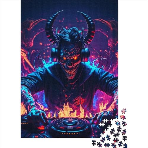 DJ The Devil Holzpuzzle für Erwachsene, Puzzlespielzeug, 1000 Puzzleteile für Erwachsene, interessante Puzzles zur Stressreduzierung (Größe 75x50cm)