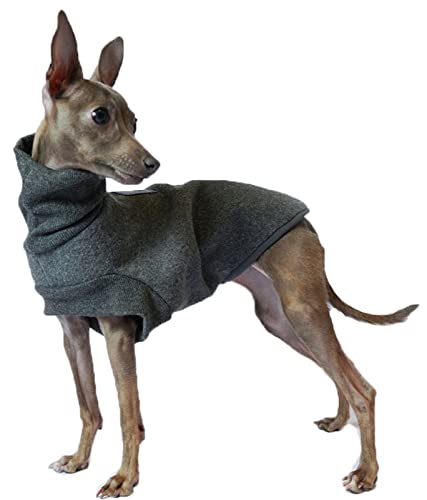 Fleece Hundemantel mit Beinen, Warmer Dicker Hundepullover für Italienische Windhunde, Whippet, Lurcher, Deutsche Dogge, Pharaoh Hound, Bedlington Terrier (Farbe : Grau, Größe : M)