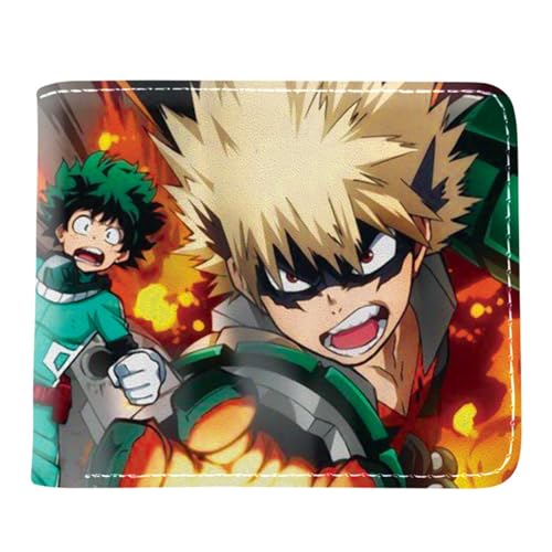 RYNDEX My He-ro Academ-ia Anime Geldbeutel, Bi-Fold Portemonnaie Klein, Kunstleder Geldbörse Brieftasche Wallet, für Kinder Fans(Color:Multicolor 13)