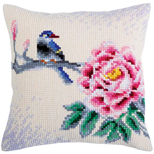 Collection D'Art CD5319 Kreuzstichkissen-Kit, Flower And Bird, 40 x 40cm